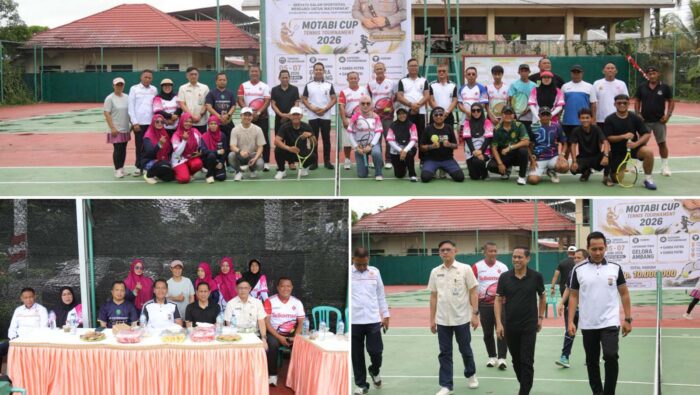Wali Kota Kotamobagu saat menghadiri Open Turnamen Tenis dari Polres Kotamobagu