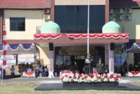 AKBP Golfried saat menjadi inspektur upacara pada HUT Bhayangkara ke 80 Tahun di polres Boltim 