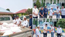 Foto bersama saat memberikan bantuan persiapan penjemputan para Santri se Sulut.